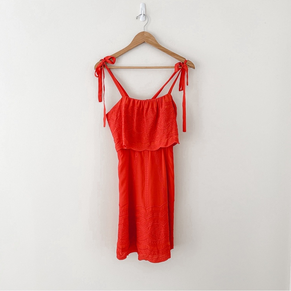 Parker 100% silk red mini dress size s - Picture 2 of 10